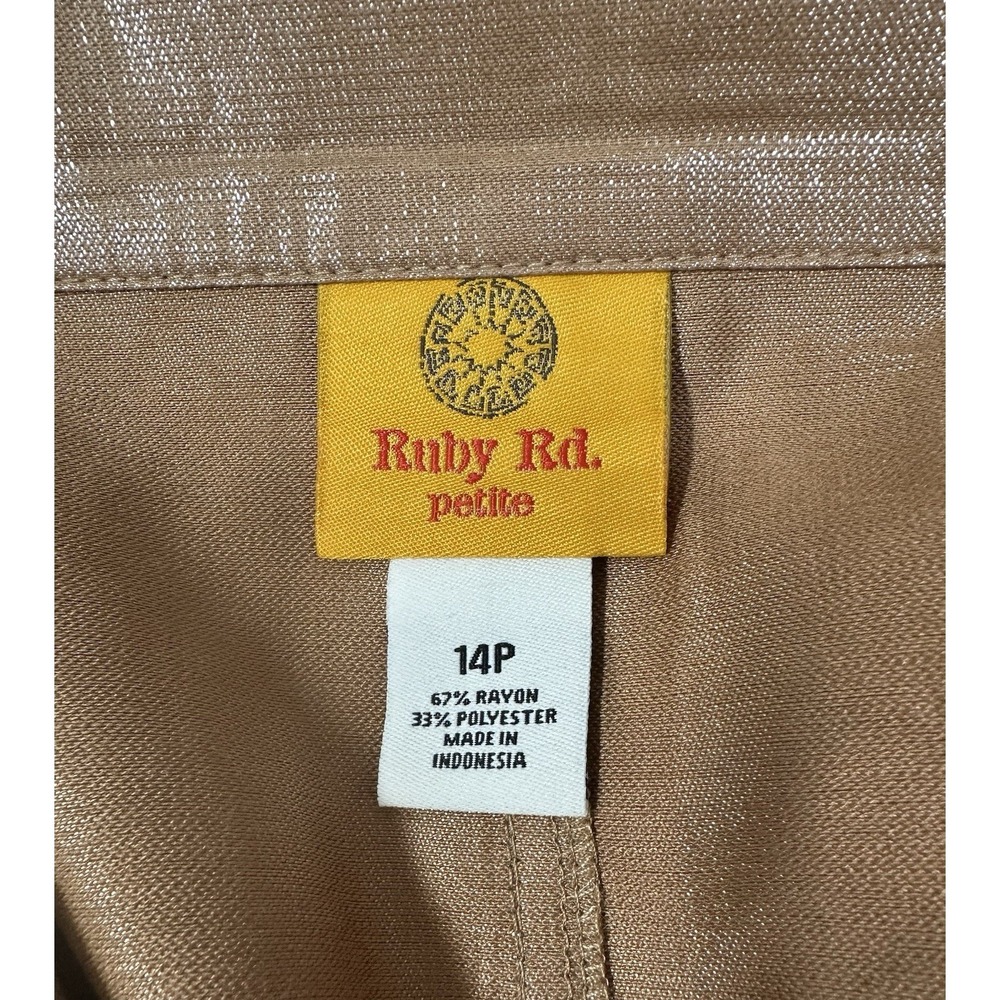 Ruby Rd. Gold Tone Shimmer Jacket. Zip Front. Size 14P - Picture 9 of 10